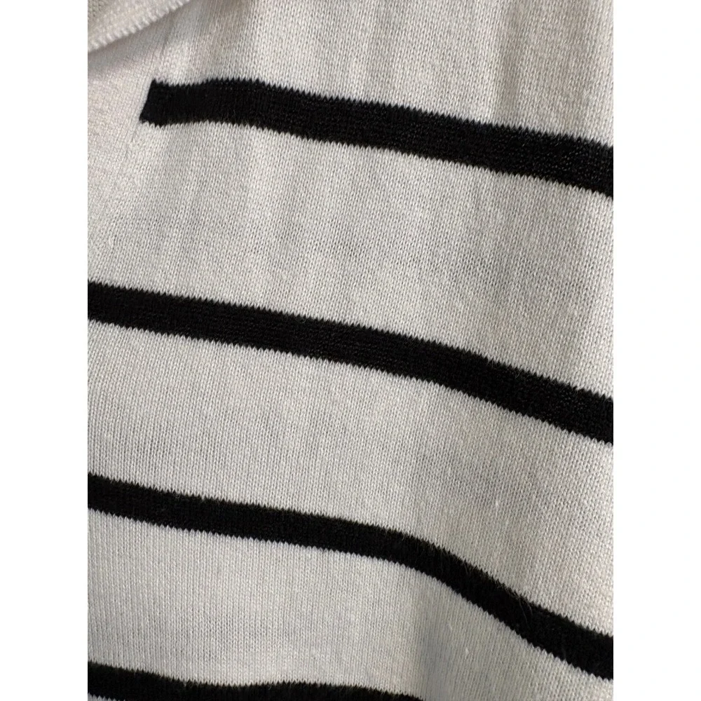 J.Crew Womens Linen Blend Striped Short Sleeve Polo Sweater Large Coastal Preppy